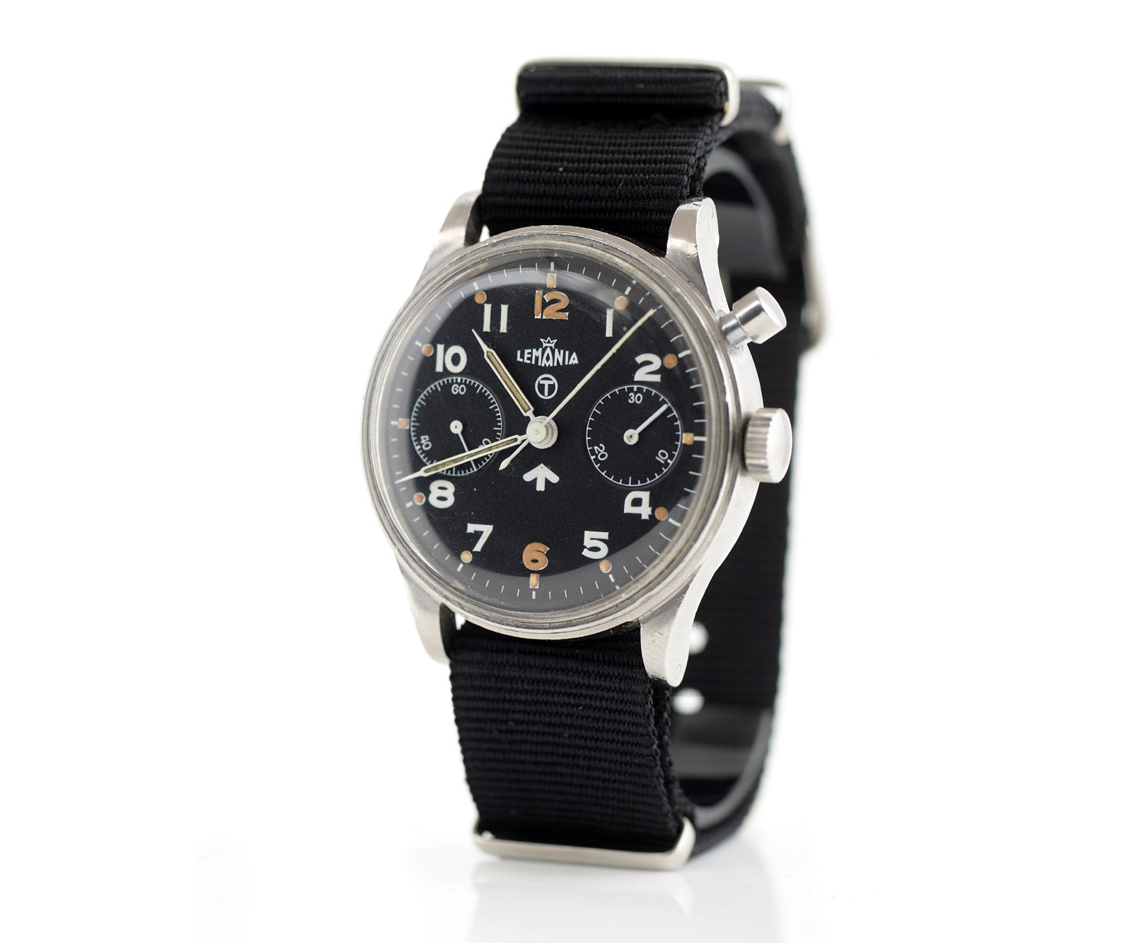 Lemania cronografo militare monopulsante orologio acciaio