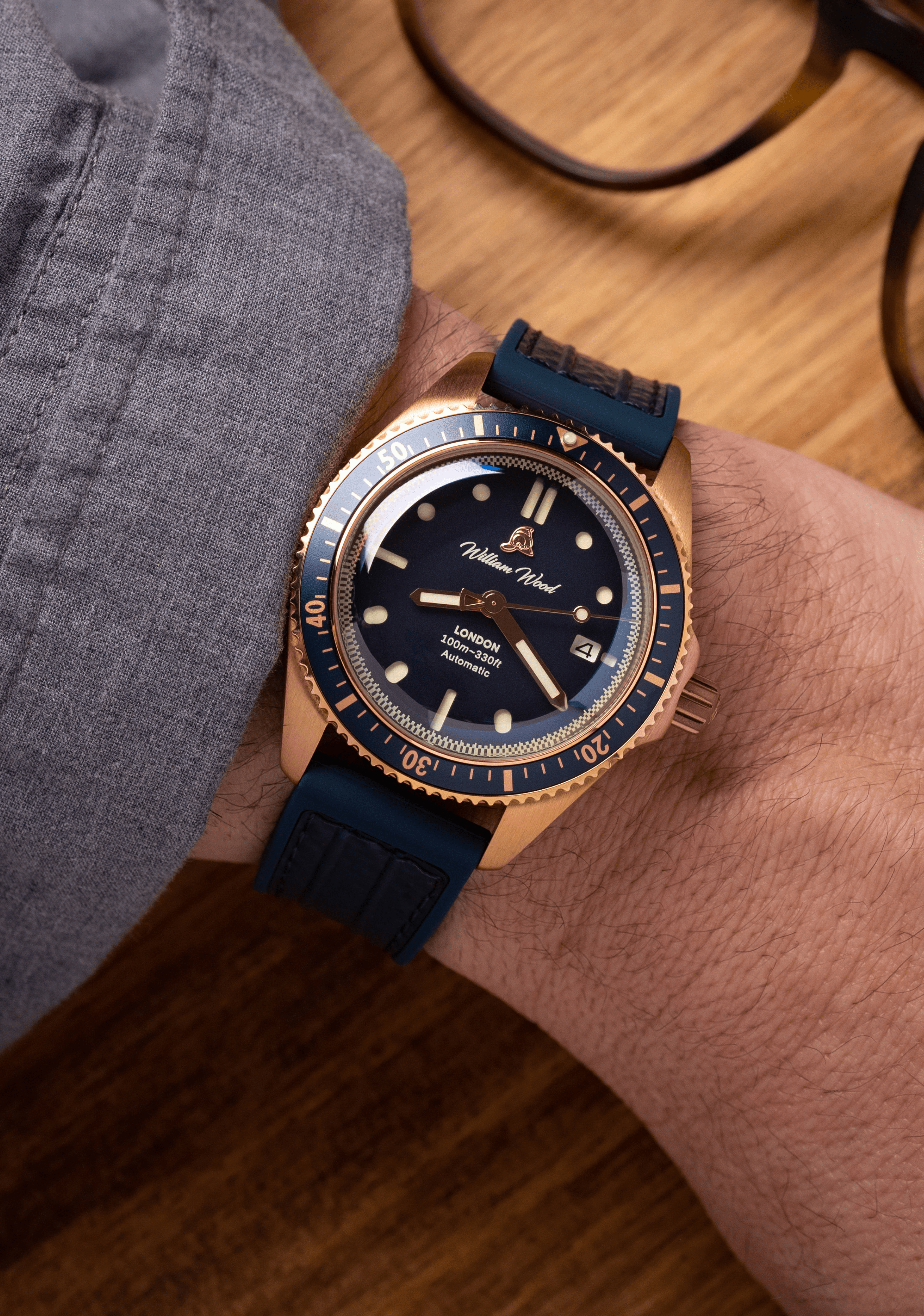 William Wood Bronze Sapphire Orologio Bronzo Blue Fire Hose
