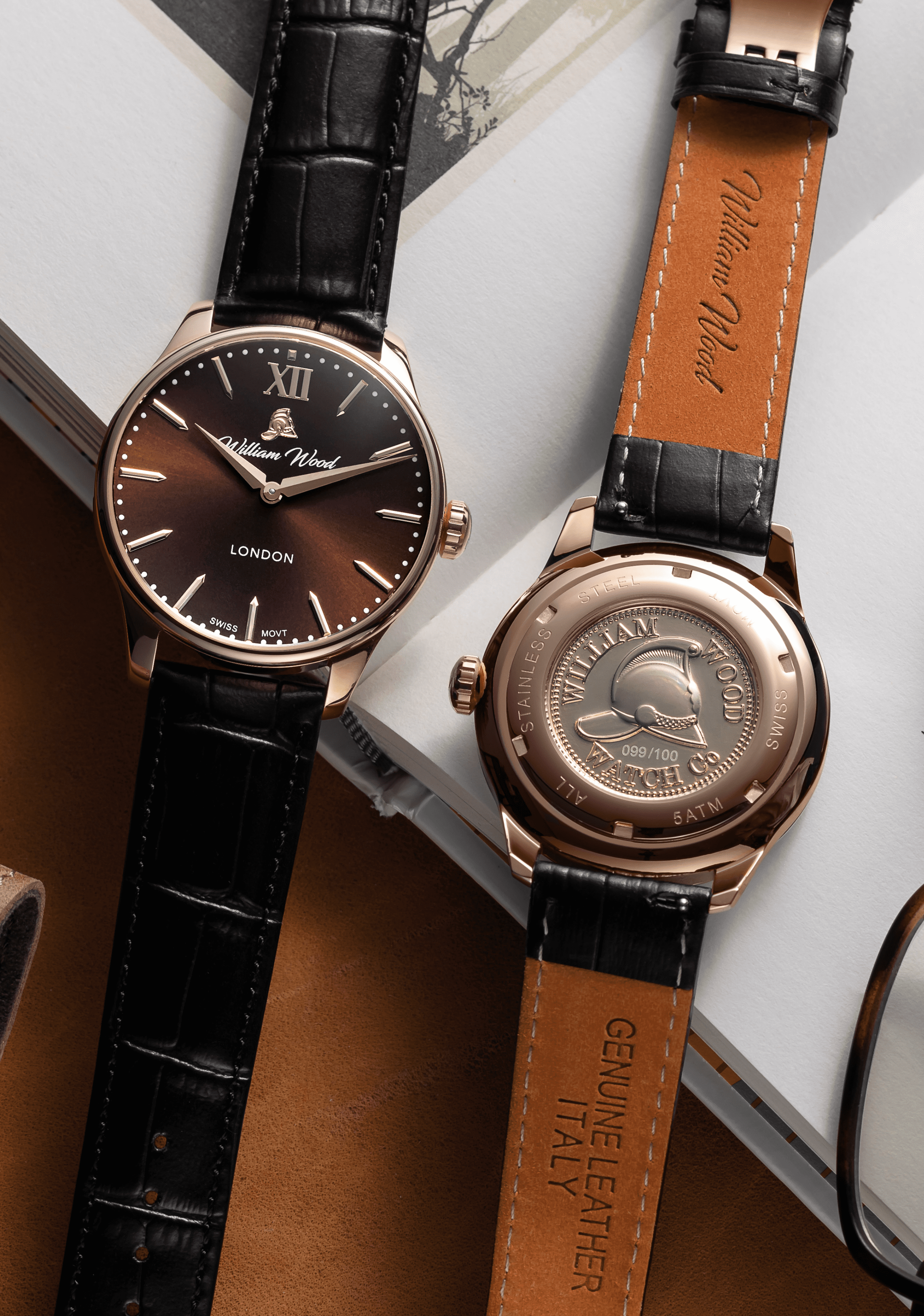 William Wood Chivalrous Chocolate orologio quarzo 41mm marrone