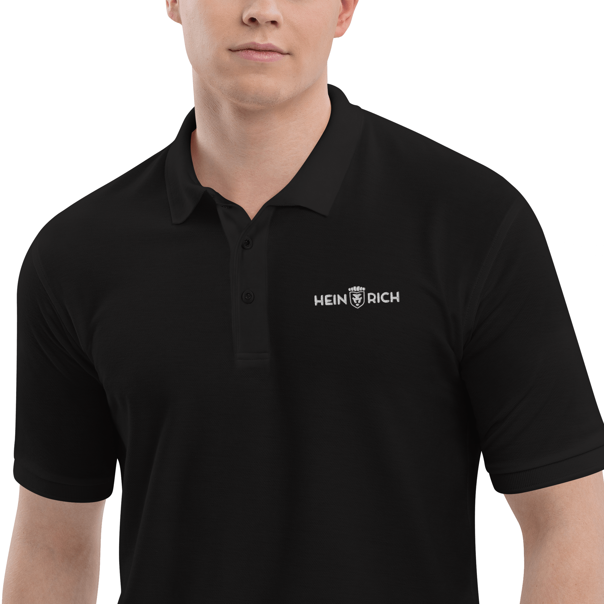 Heinrich Clothing polo uomo ricamata nera in cotone
