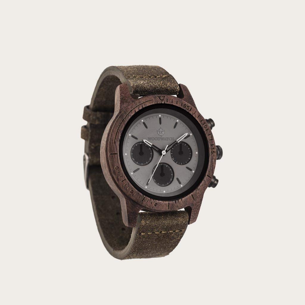 WoodWatch Classic Axinite Black Khaki orologio in legno quarzo