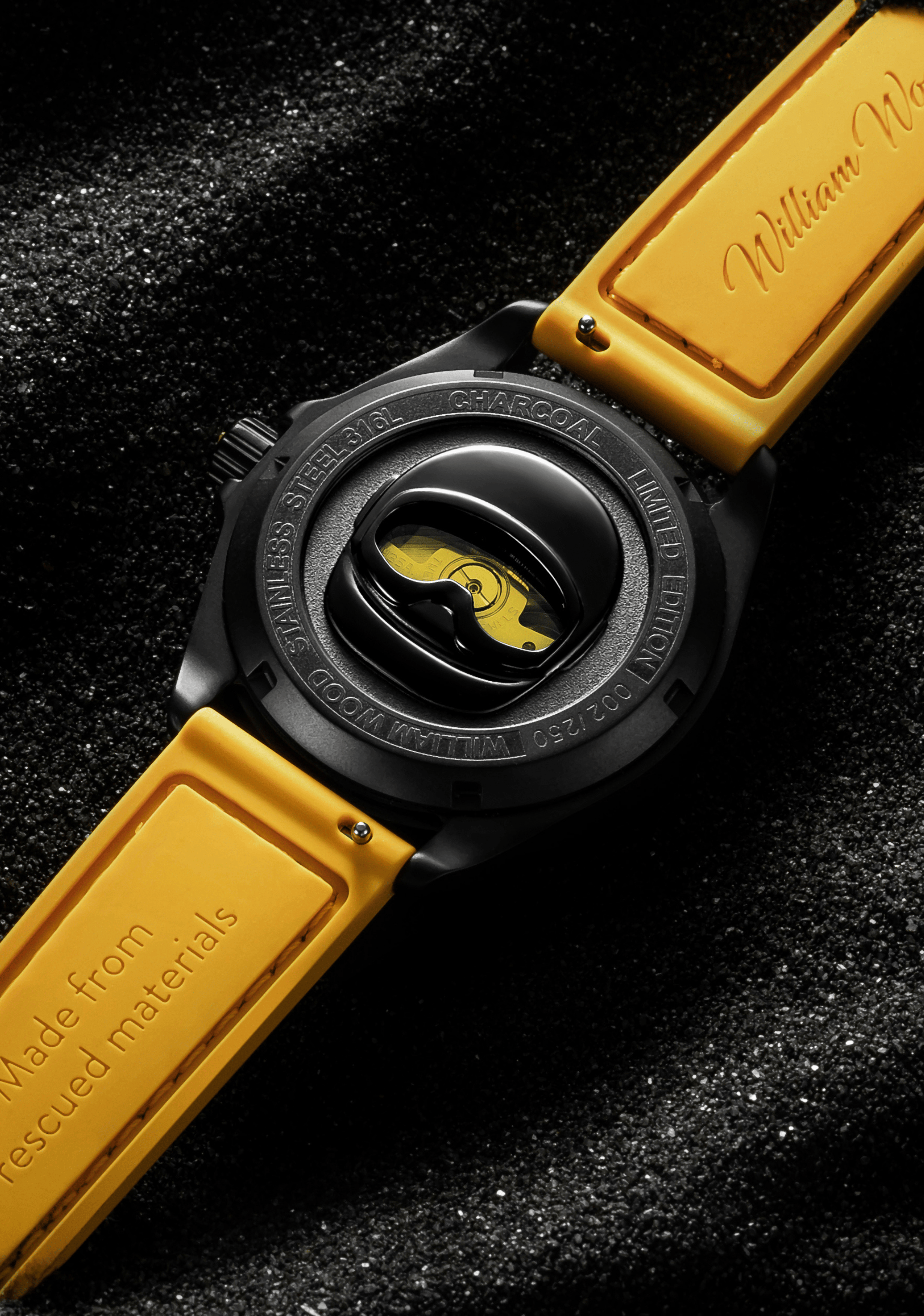William Wood Fearless Yellow orologio 39mm PVD Yellow Fire Hose