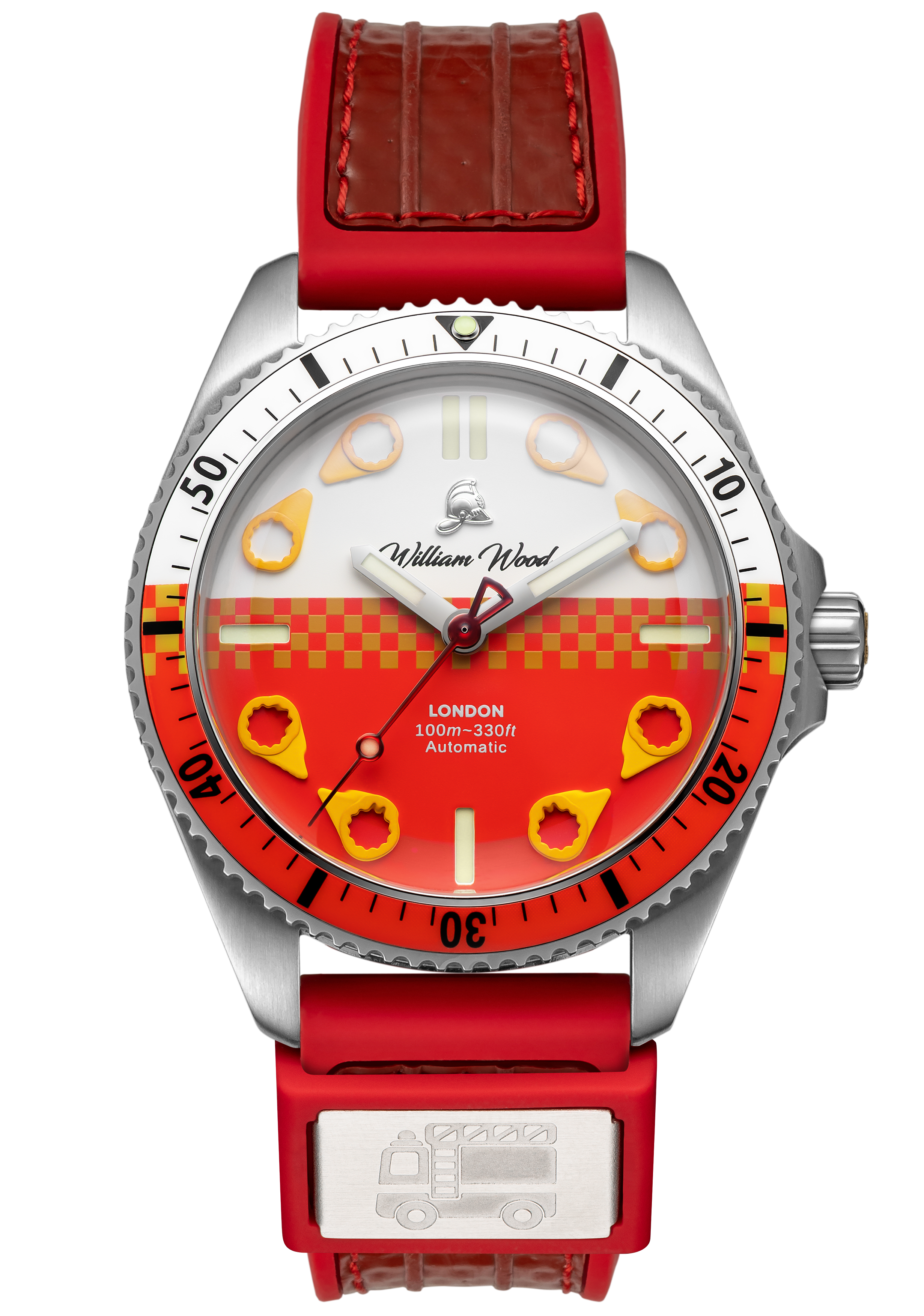 William Wood Fire Department South Australian orologio rosso automatico