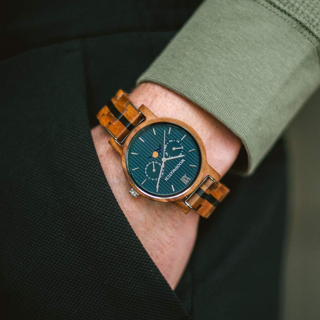 WoodWatch Classic Typhoon orologio legno 40mm quadrante blu