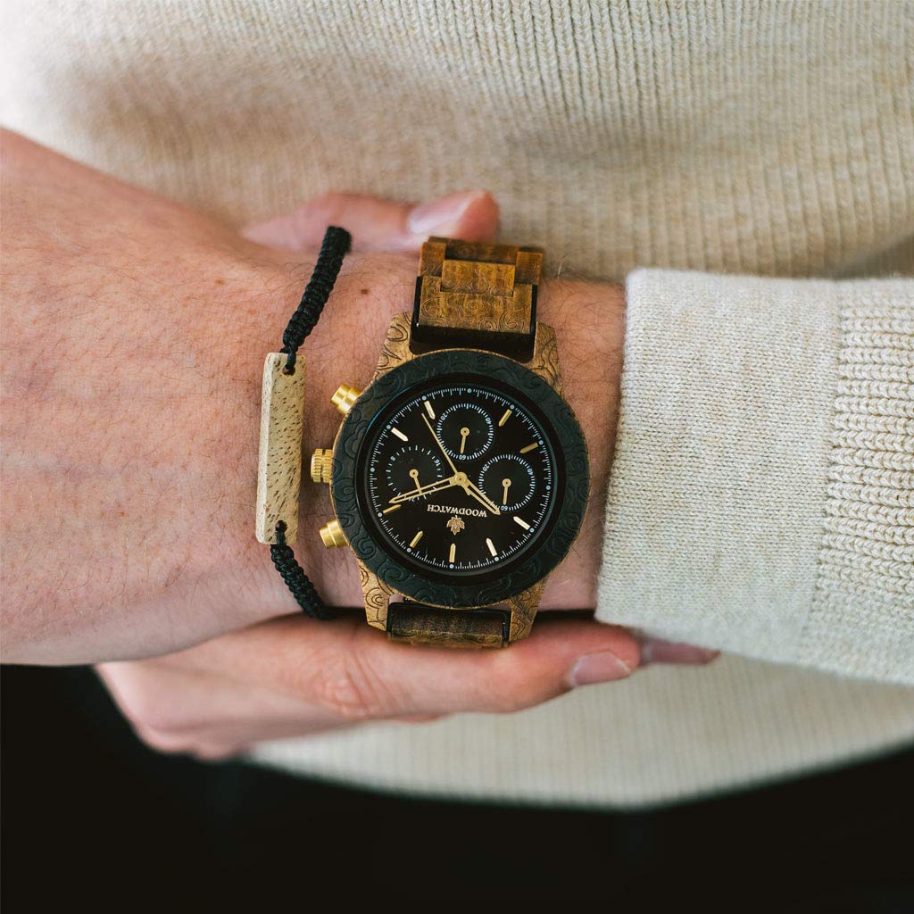 WoodWatch Chronus Engraved orologio cronografo legno noce