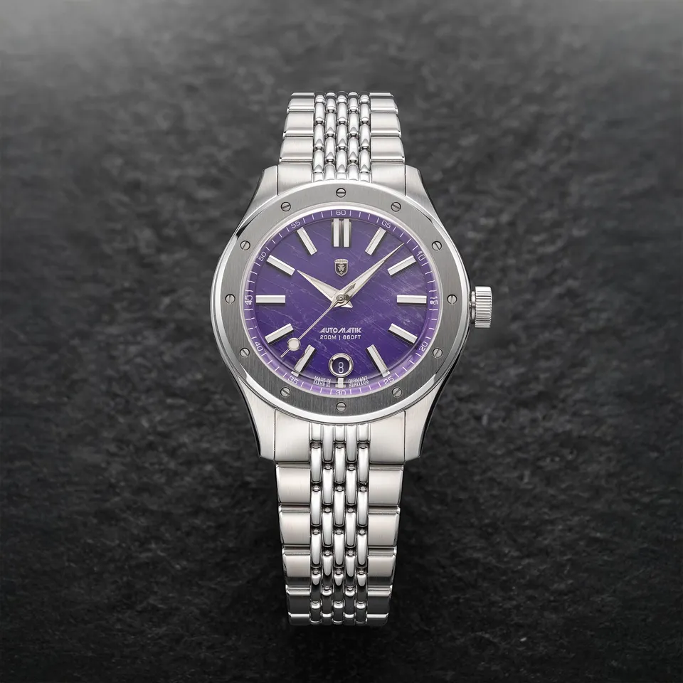 Heinrich Helicoprion orologio automatico ametista SW200-2