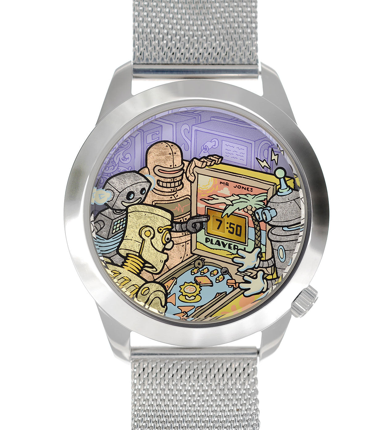 Mr Jones Ricochet XL orologio meccanico 45 mm argento