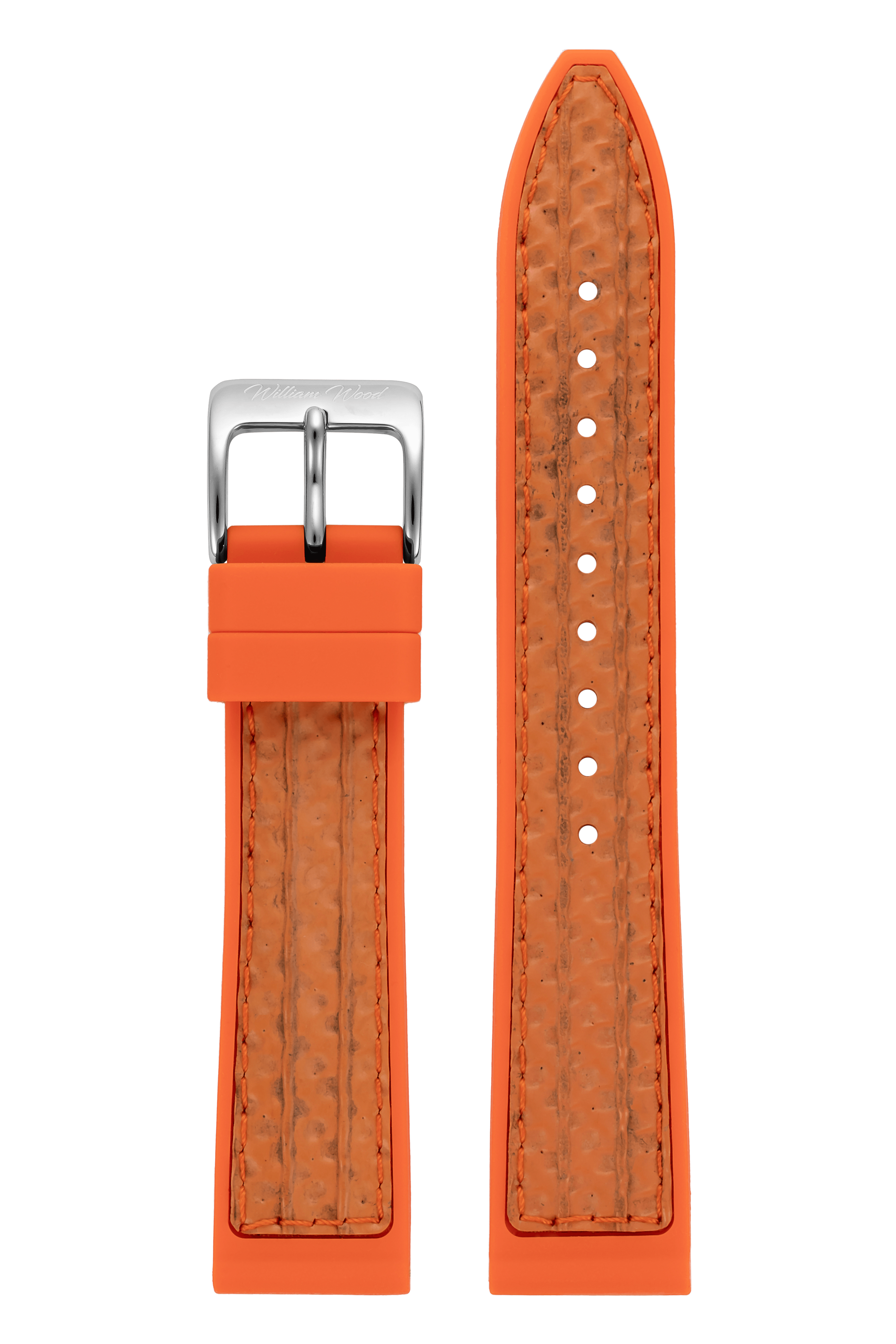 William Wood Orange Fire Hose cinturino 20mm fibbia argento
