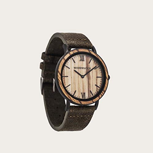 WoodWatch Classic Striped Zebra Khaki orologio legno 40 mm