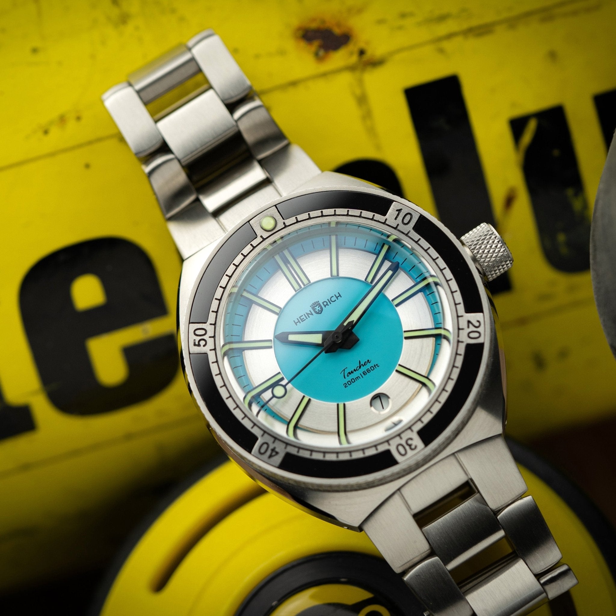 Heinrich Taucher 2 orologio automatico cyan 41mm