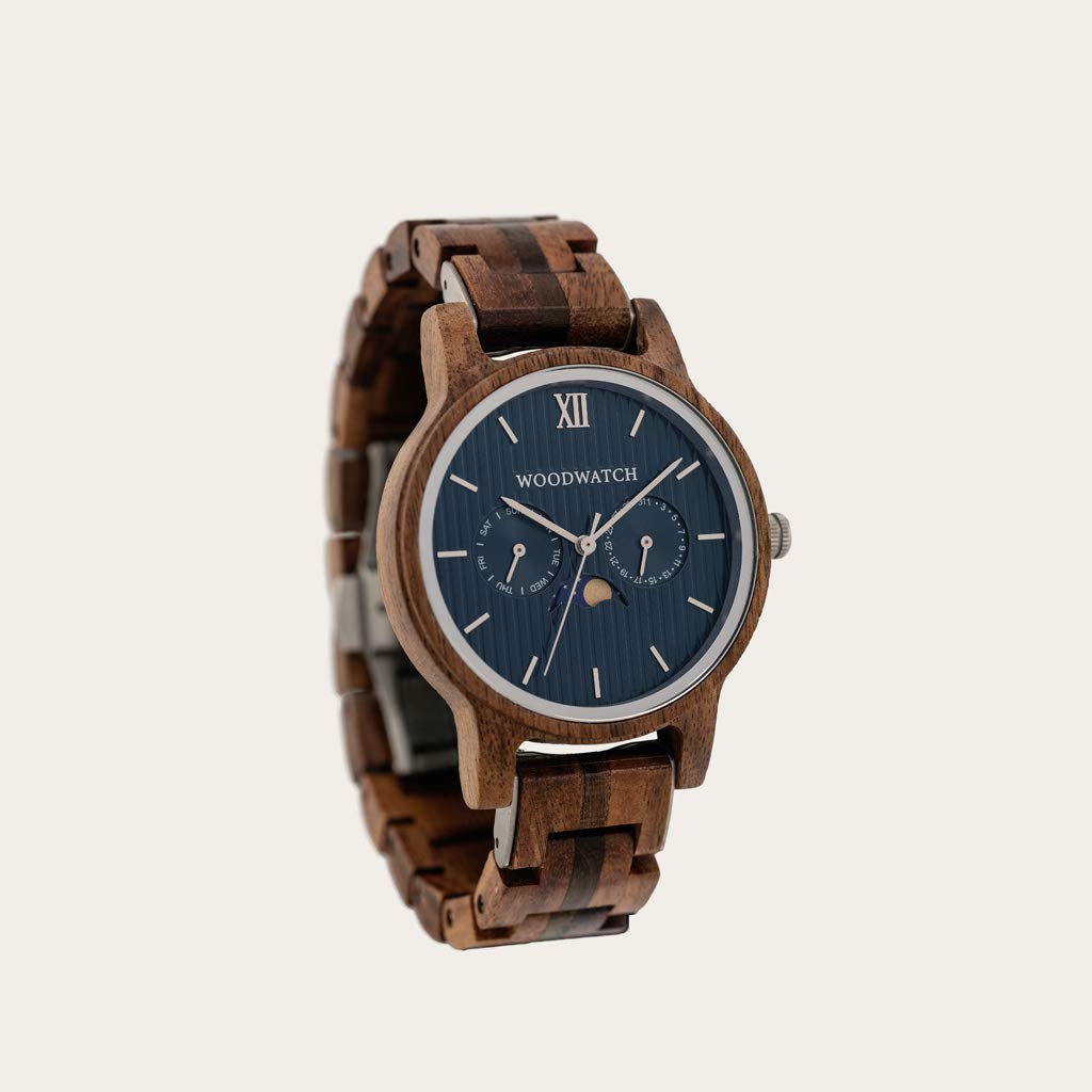 WoodWatch Classic Typhoon orologio legno 40mm quadrante blu