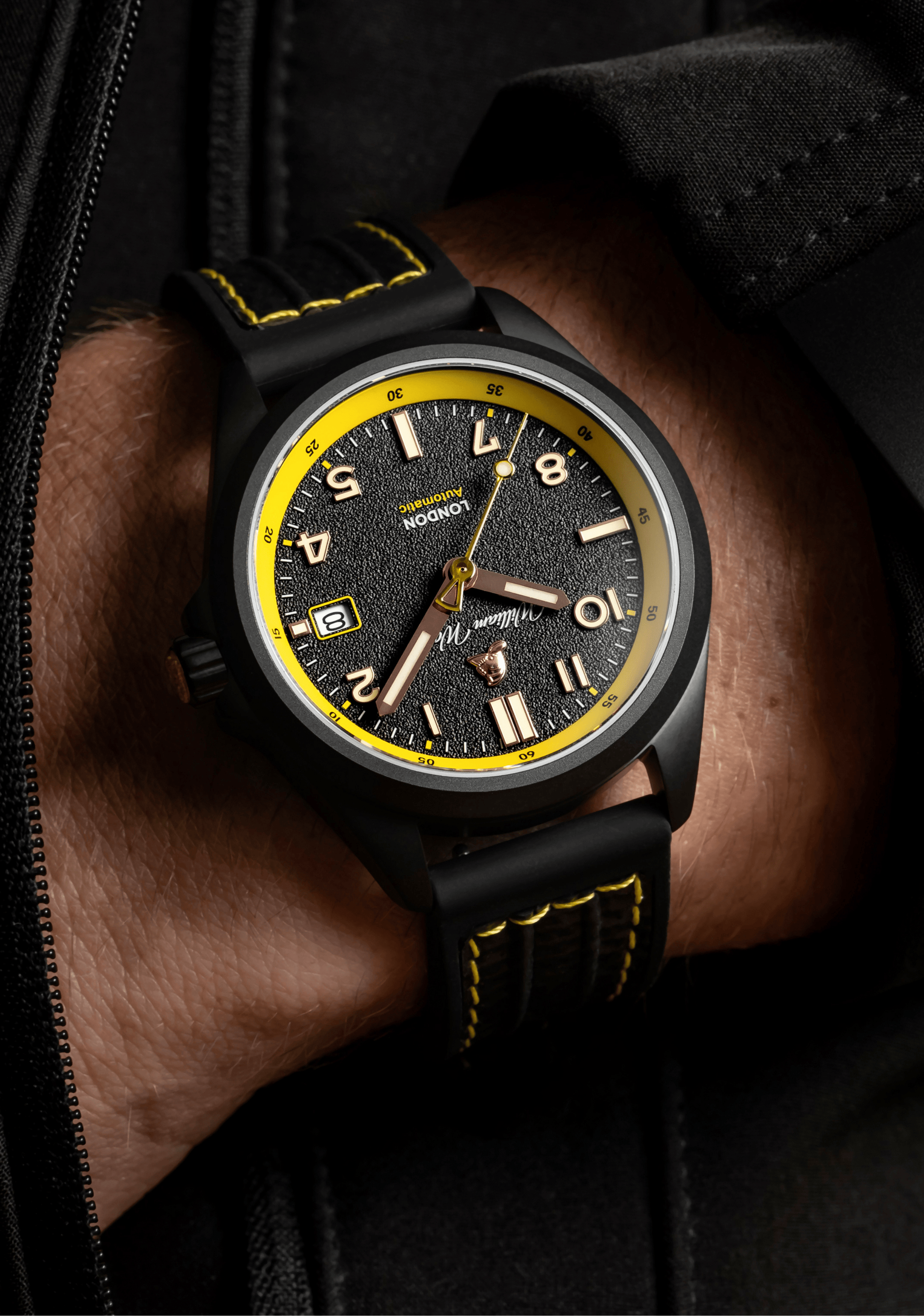 William Wood Fearless Yellow orologio 39mm PVD Yellow Fire Hose