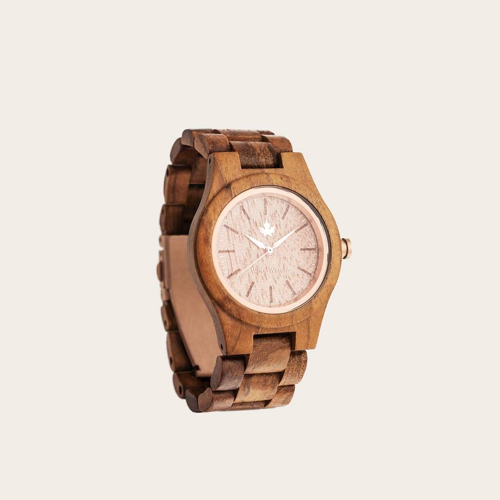 WoodWatch Classic Teak Rosegold orologio legno fatto a mano