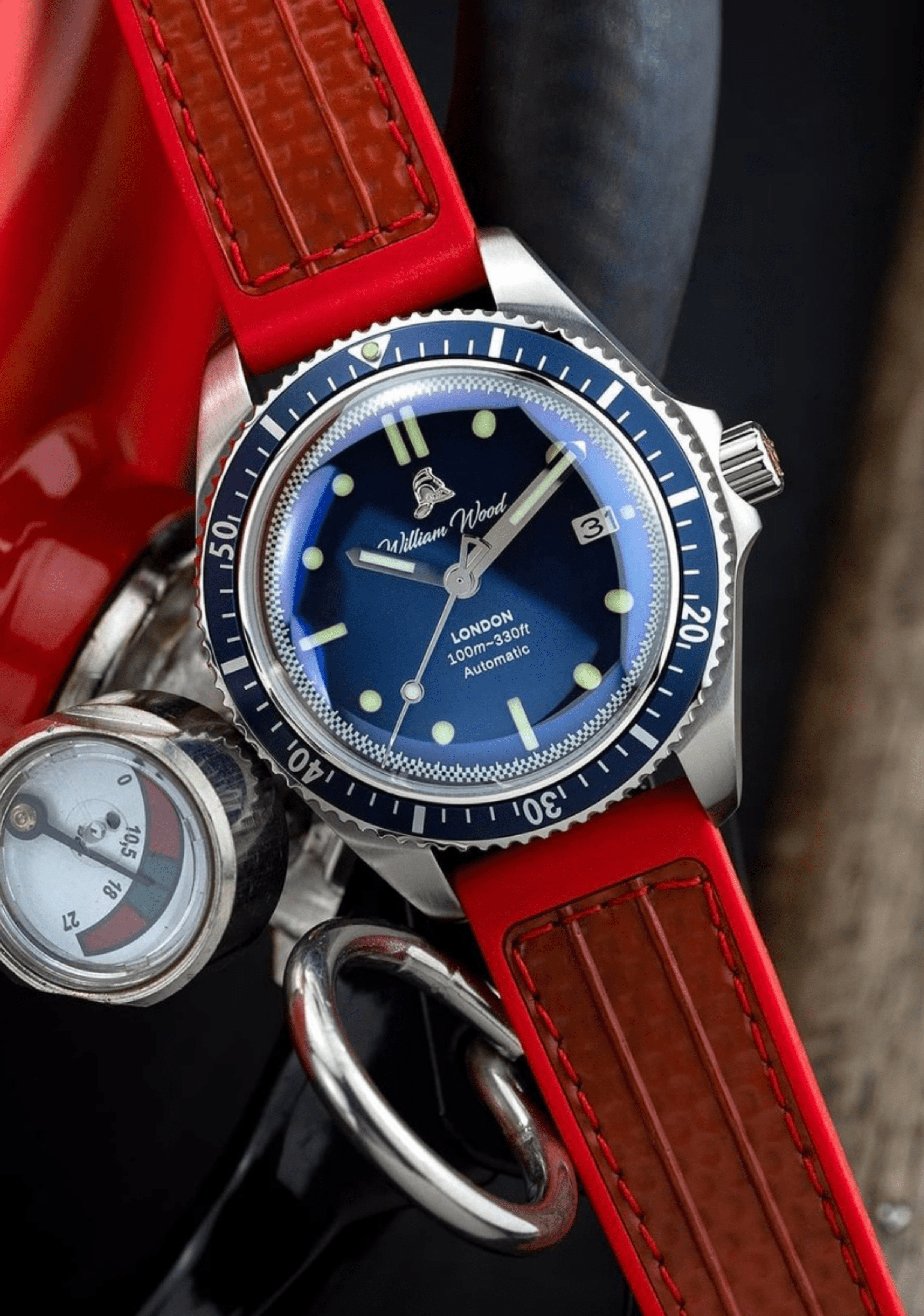 William Wood Fire Department orologio Fire Brigades Union rosso 41mm
