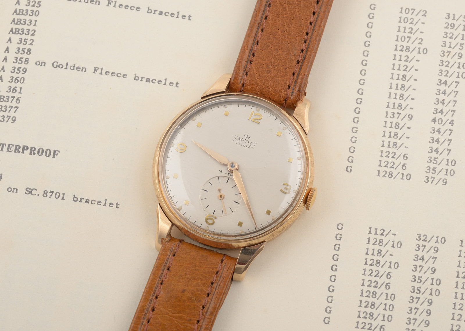 Smiths 1953 oversized orologio da polso oro 9ct 35mm 18 rubini