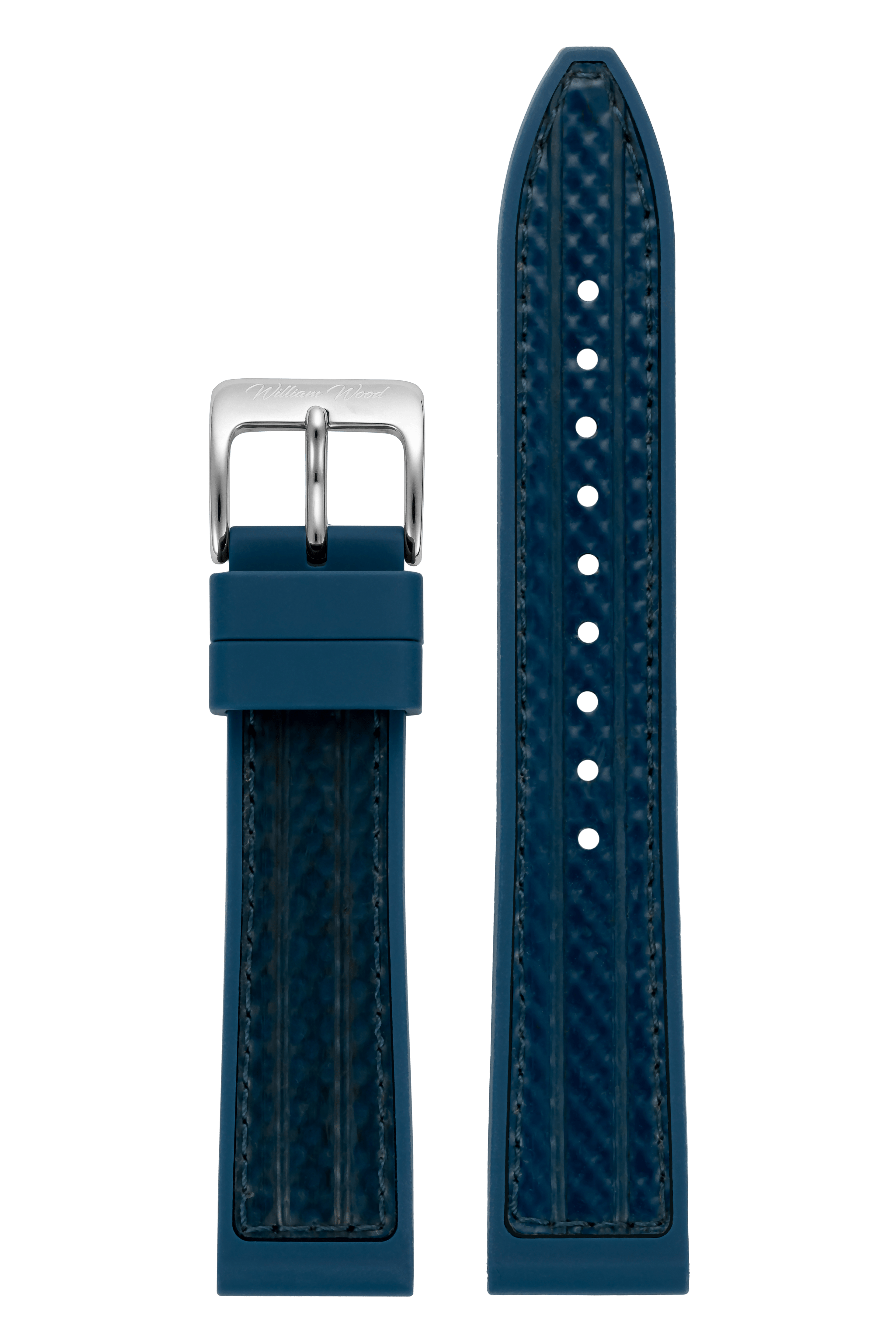 William Wood Straps Cinturino Blu Silicone 20mm Fibbia Argento