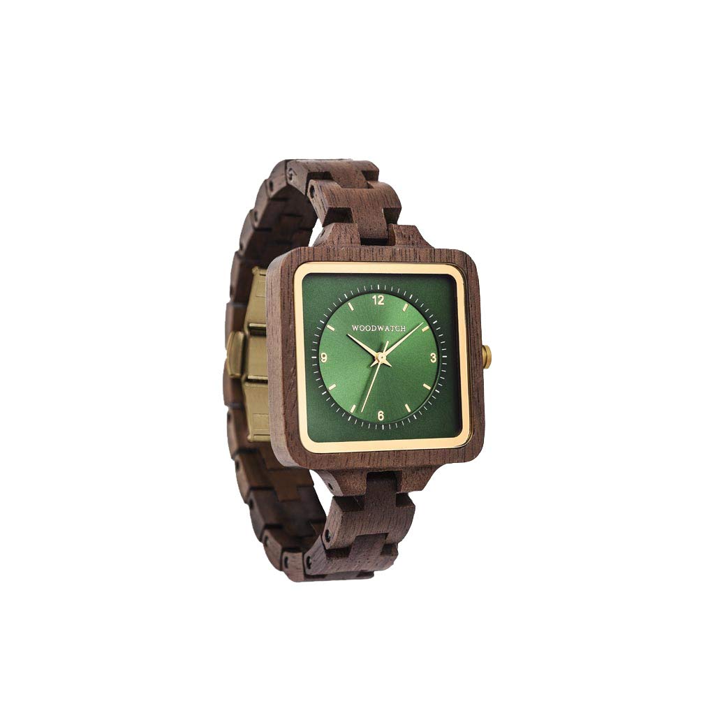 WoodWatch Classic Emerald Hill orologio legno quadrante verde