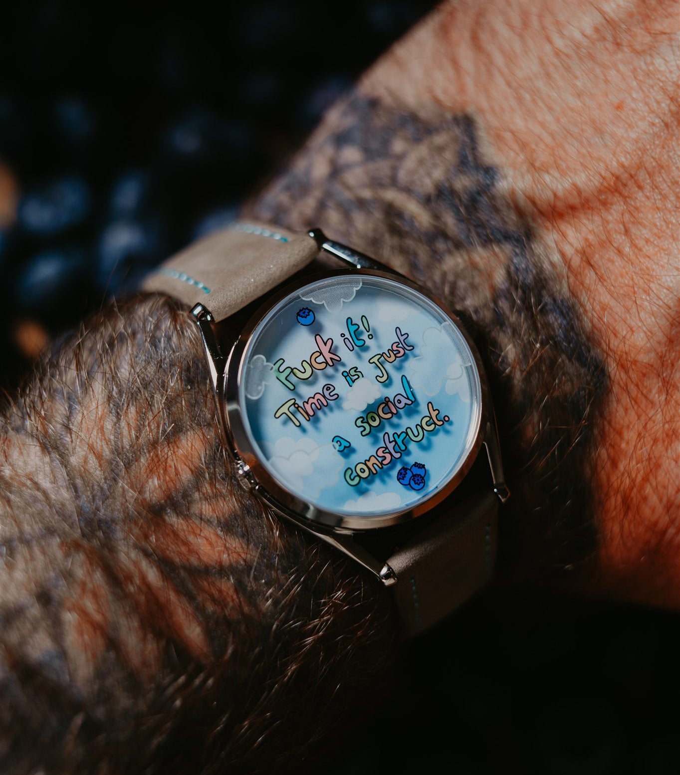 Mr Jones Blueberry Late! orologio da polso messaggio nascosto