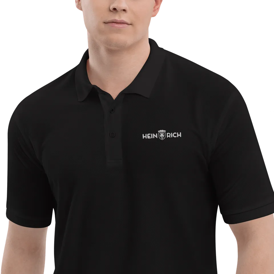 Heinrich Clothing polo uomo ricamata nera in cotone