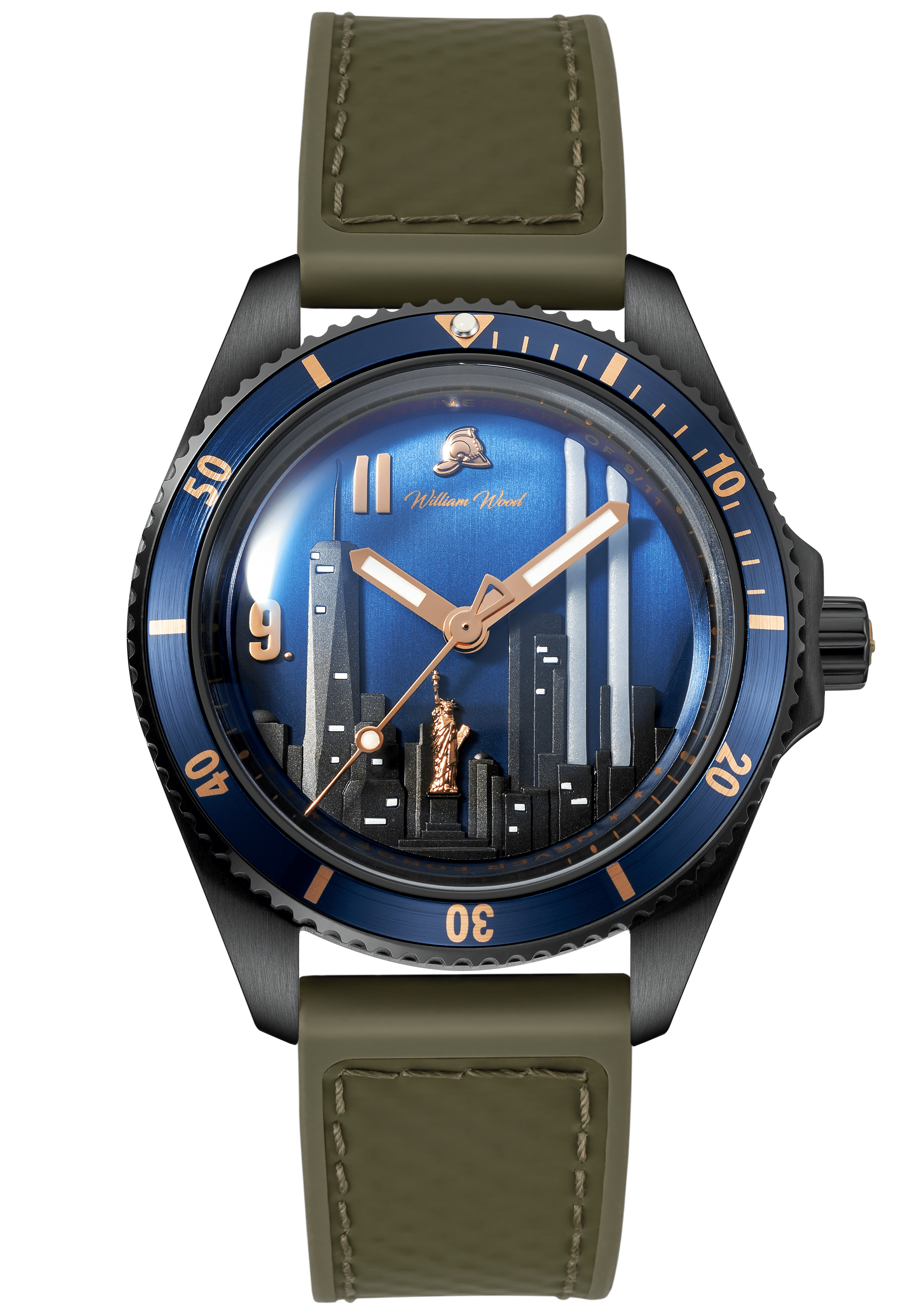 William Wood Never Forget orologio automatico nero blu