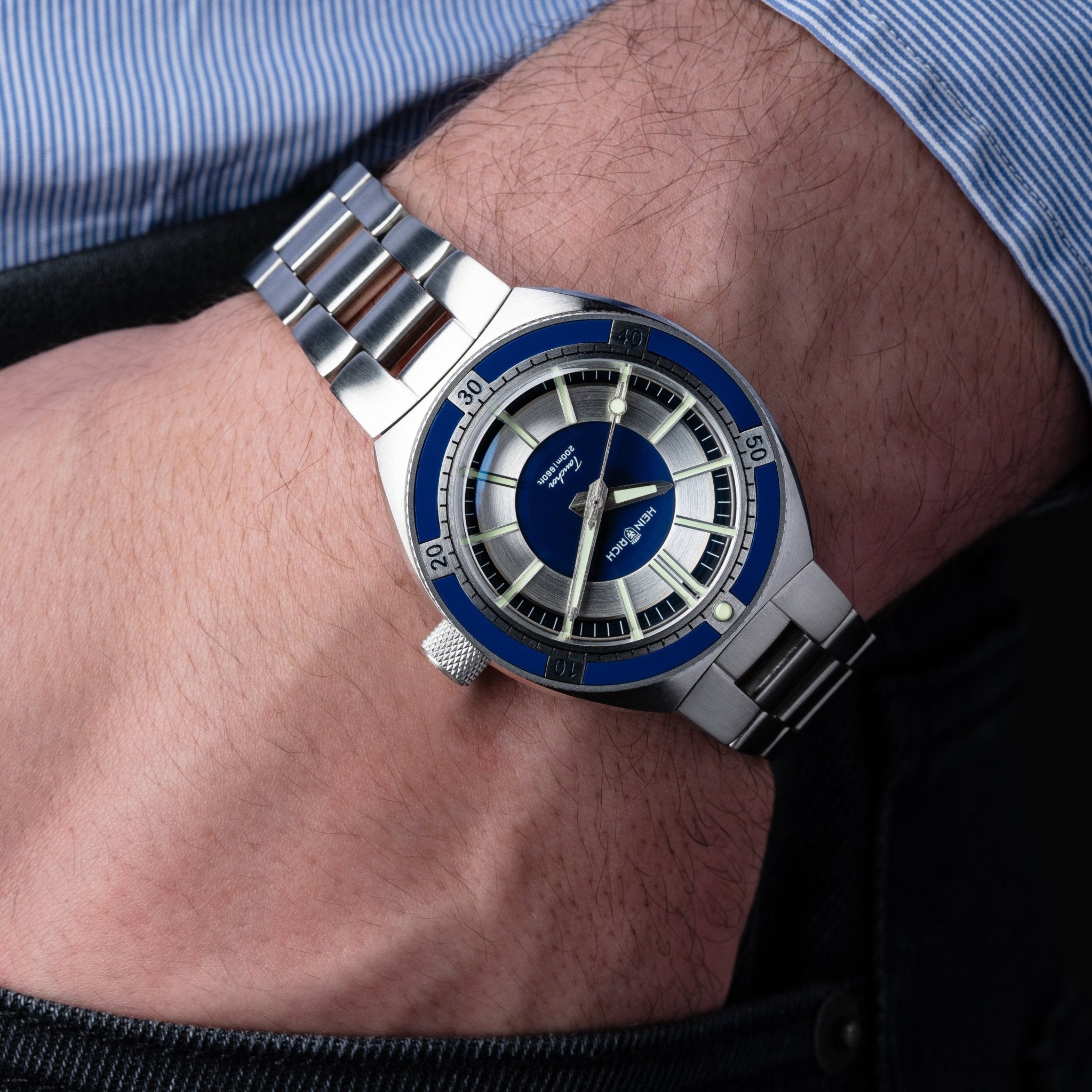 Heinrich Taucher 2 orologio blu con data automatico