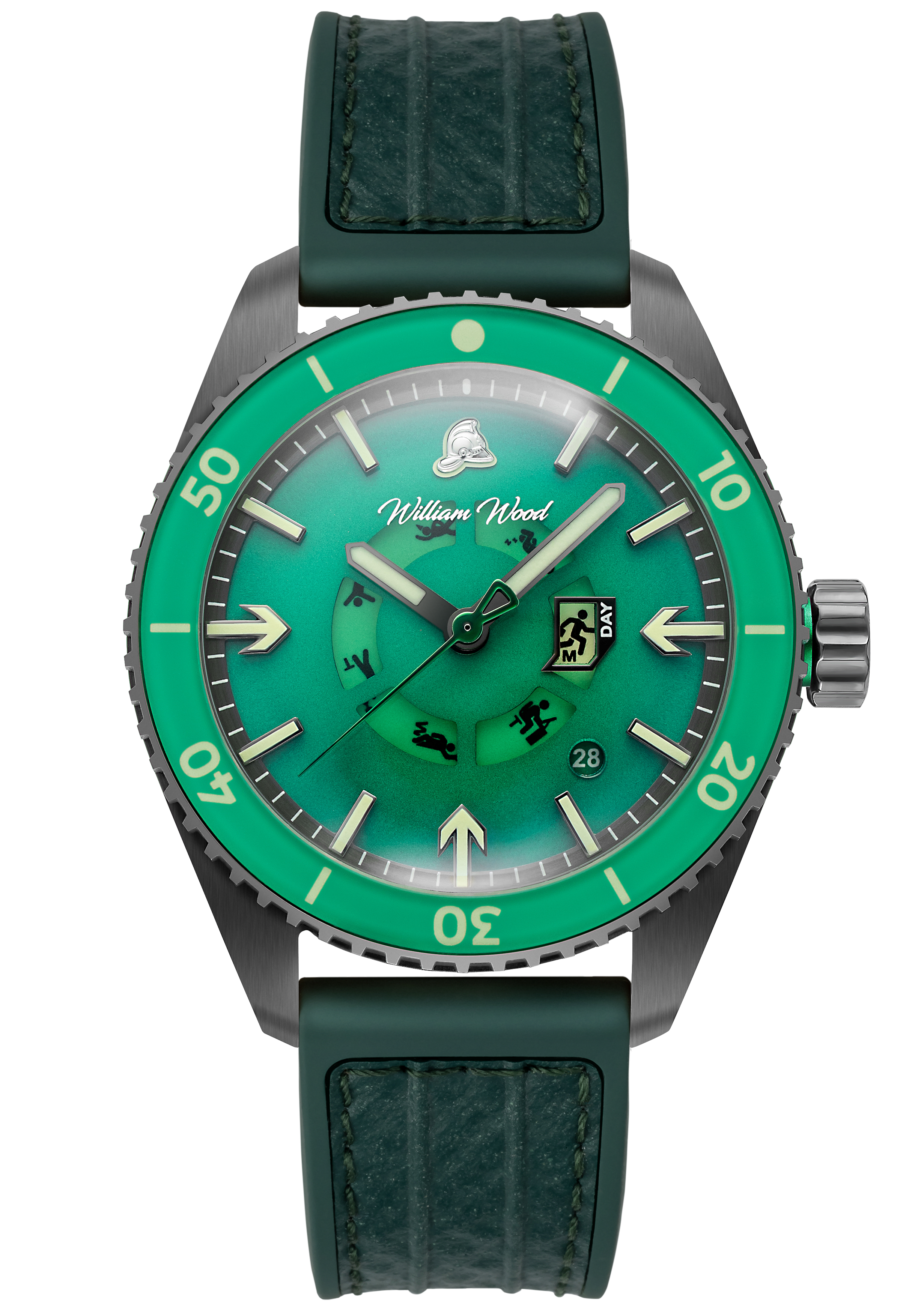 William Wood Fire Exit orologio automatico verde day date