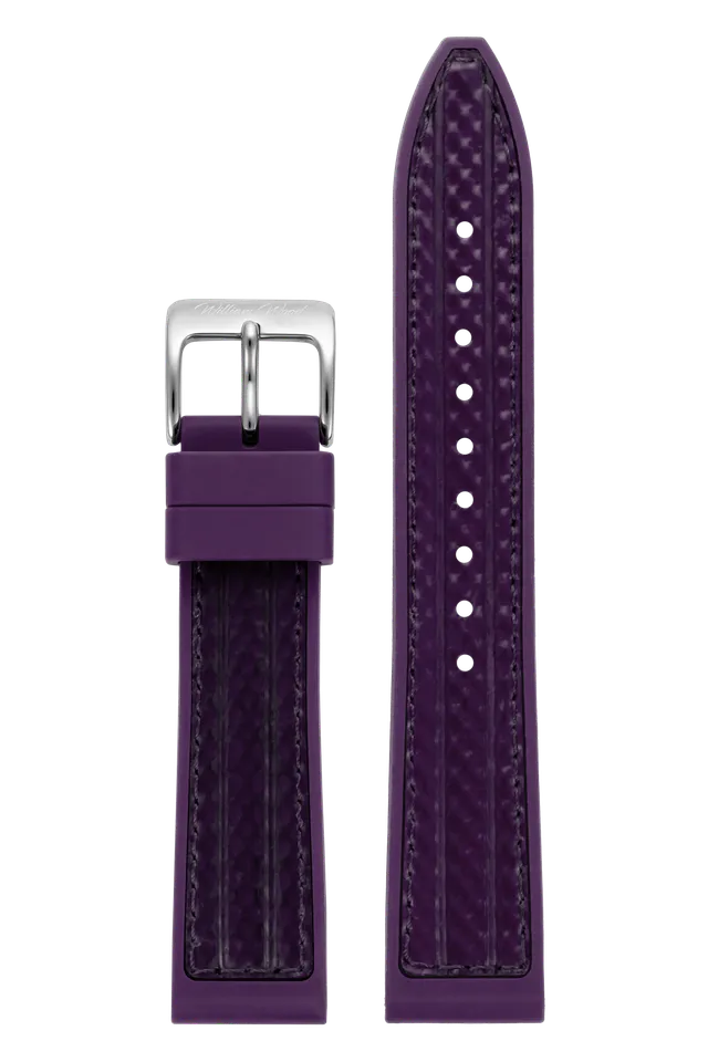 William Wood Straps Cinturino Viola Silicone 20mm Fibbia Argento