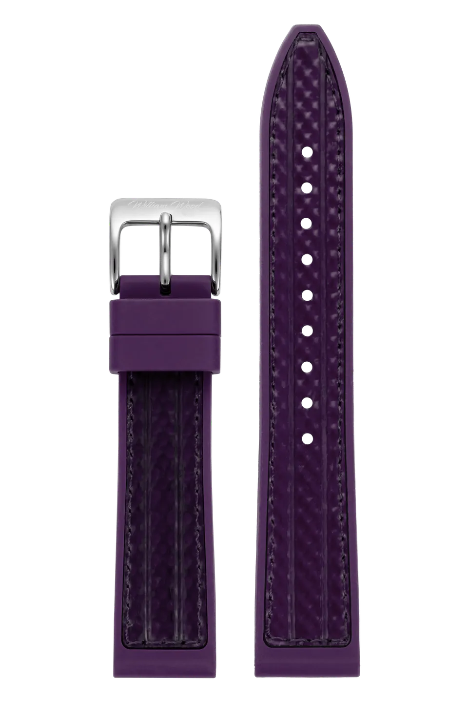 William Wood Straps Cinturino Viola Silicone 20mm Fibbia Argento
