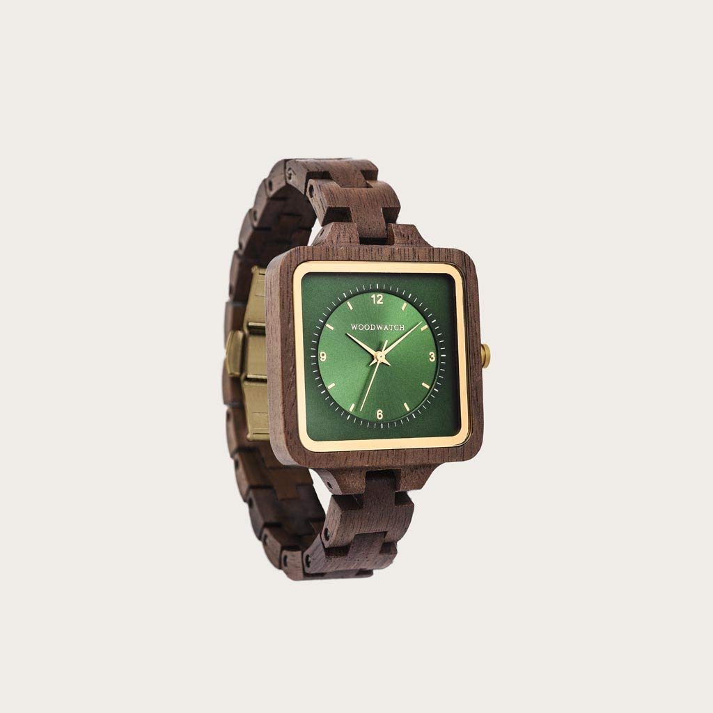 WoodWatch Classic Emerald Hill orologio legno quadrante verde
