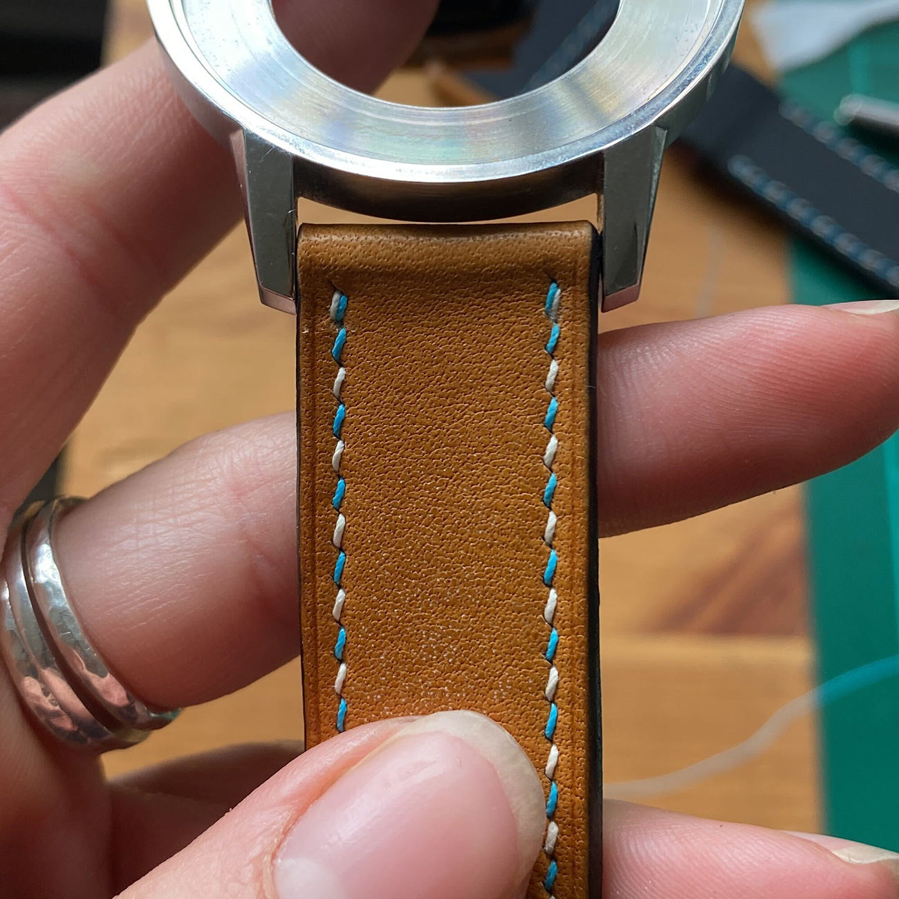 Mr Jones London Tan cinturino pelle vitello fatto a mano