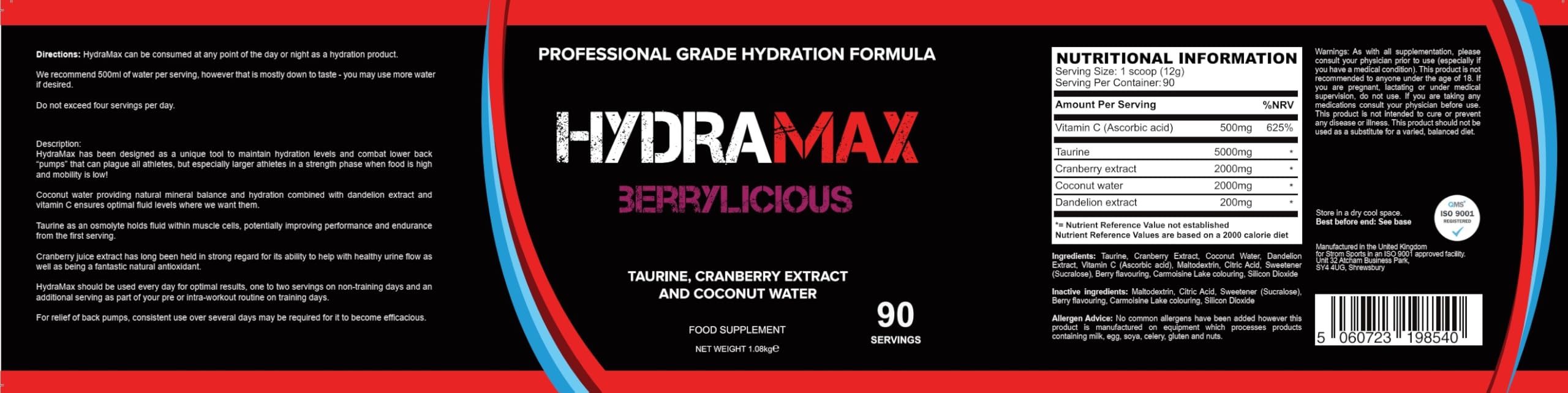 Strom HydraMax Berrylicious integratore idratazione 1080g