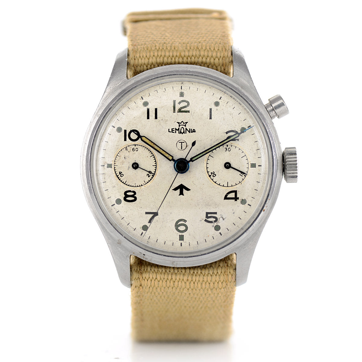 Lemania HS9 cronografo militare acciaio Serie I