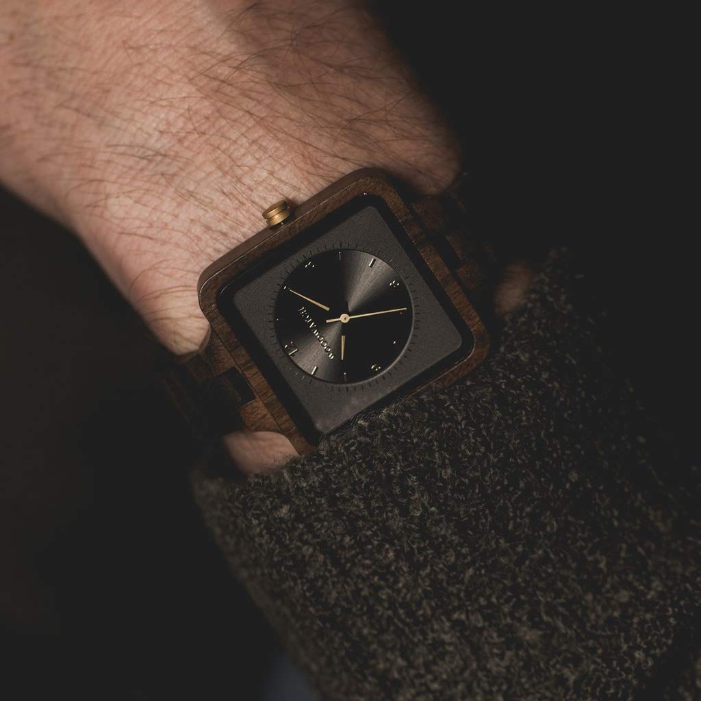 WoodWatch Classic Dark Origin orologio legno quadrante grigio
