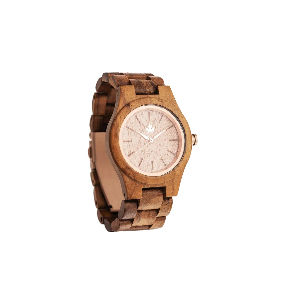 WoodWatch Classic Teak Rosegold orologio legno fatto a mano