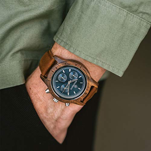 WoodWatch Classic Sapphire Silver Pecan orologio uomo legno