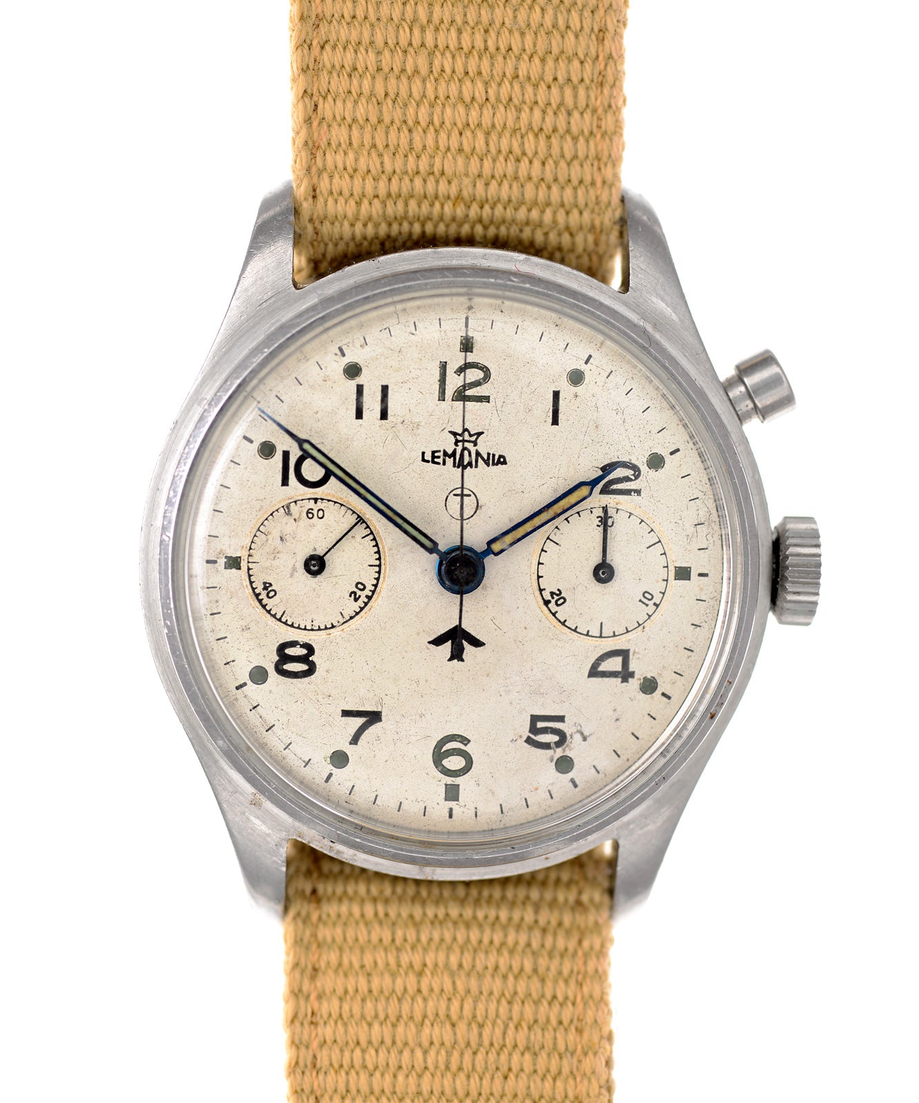 Lemania HS9 cronografo militare acciaio Serie I