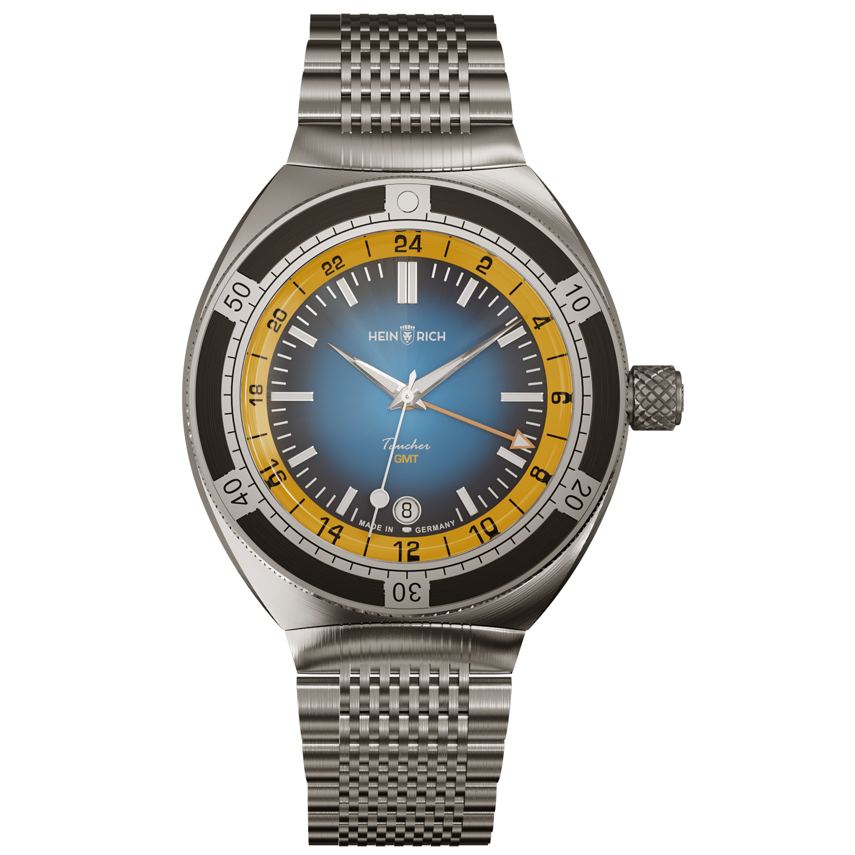 Heinrich Taucher 2 orologio GMT 41mm blu 200m