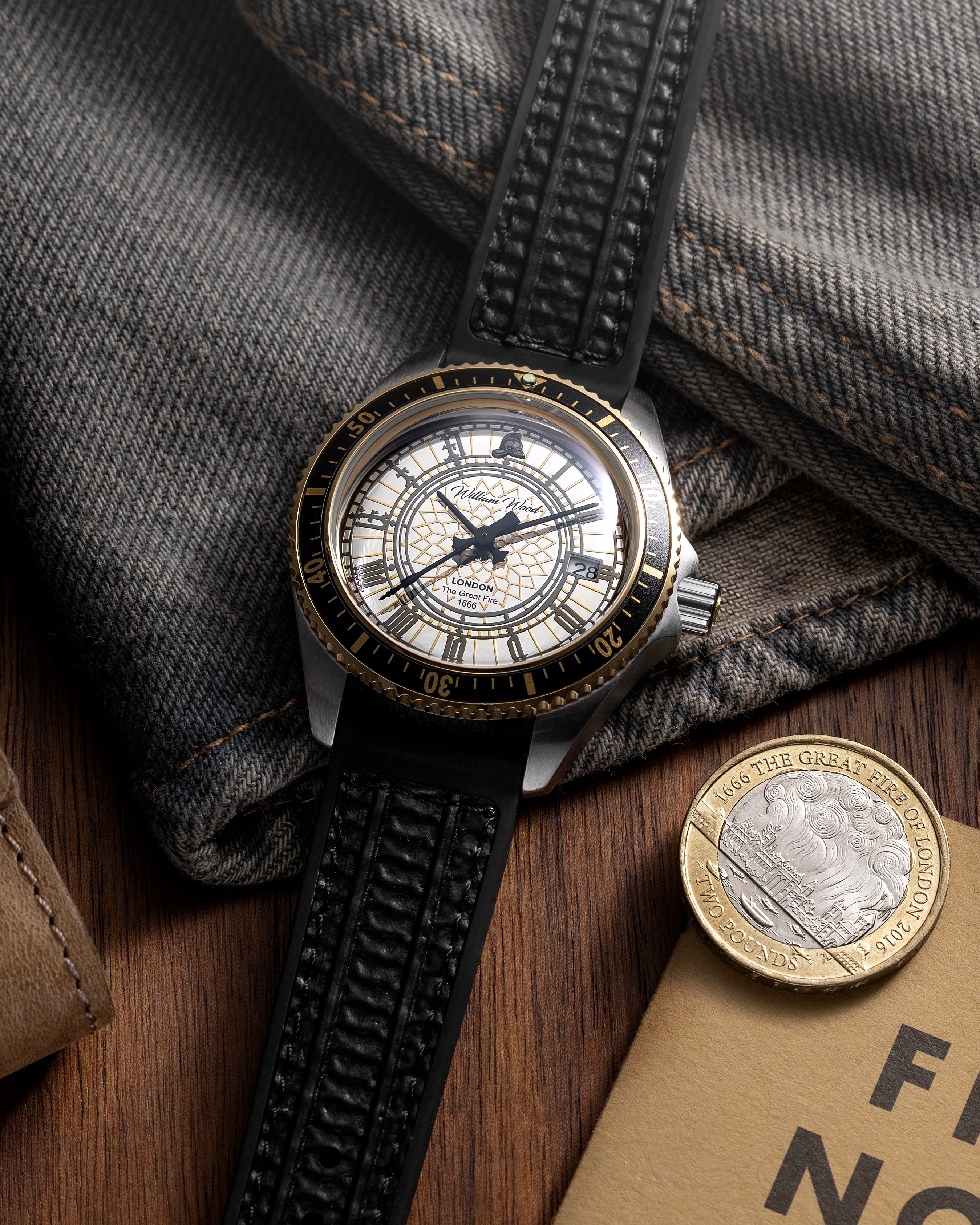 William Wood Great Fire of London orologio 41mm argento