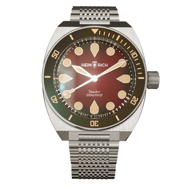 Heinrich Taucher orologio rosso lume arancione automatico
