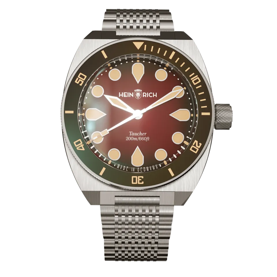 Heinrich Taucher orologio rosso lume arancione automatico