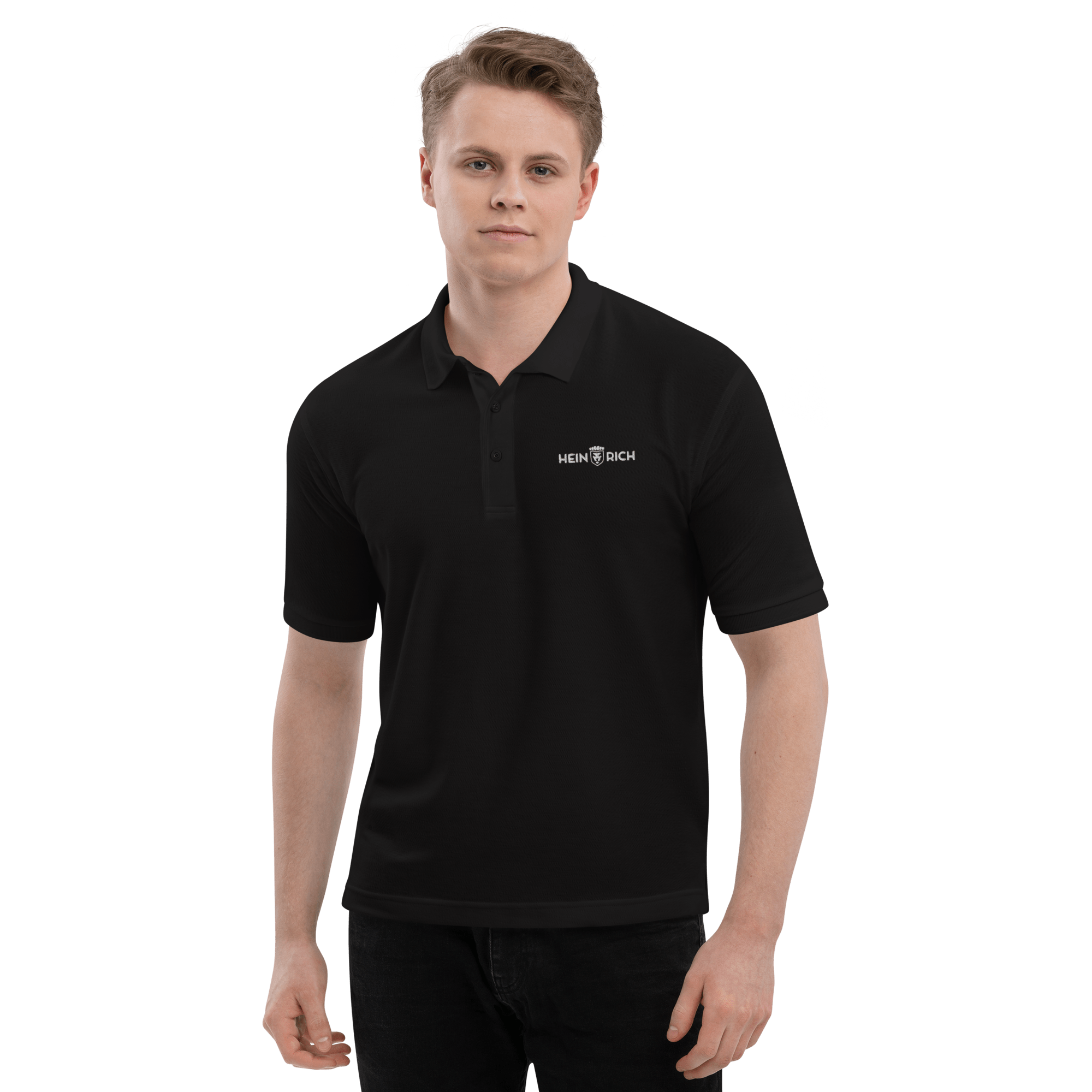 Heinrich Clothing polo uomo ricamata nera in cotone
