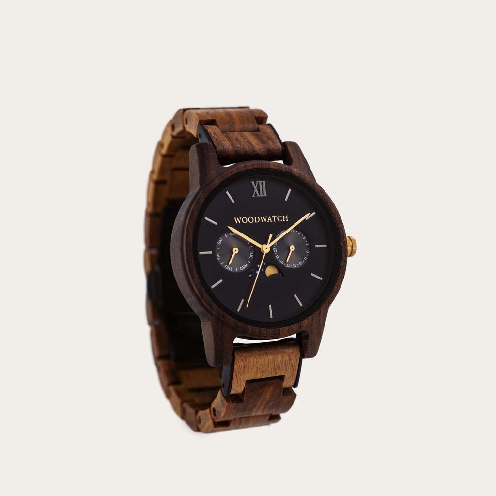 WoodWatch Classic Dark Forest orologio legno nero bracciale