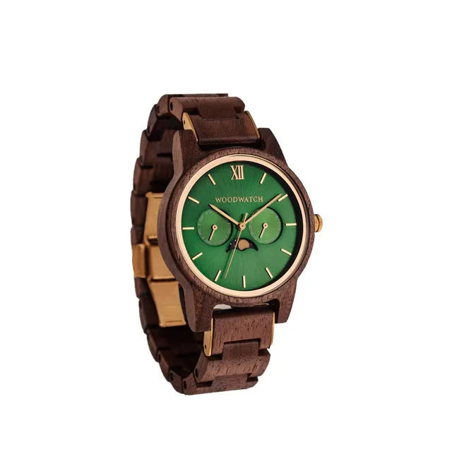 WoodWatch Classic Hunter orologio uomo legno noce verde