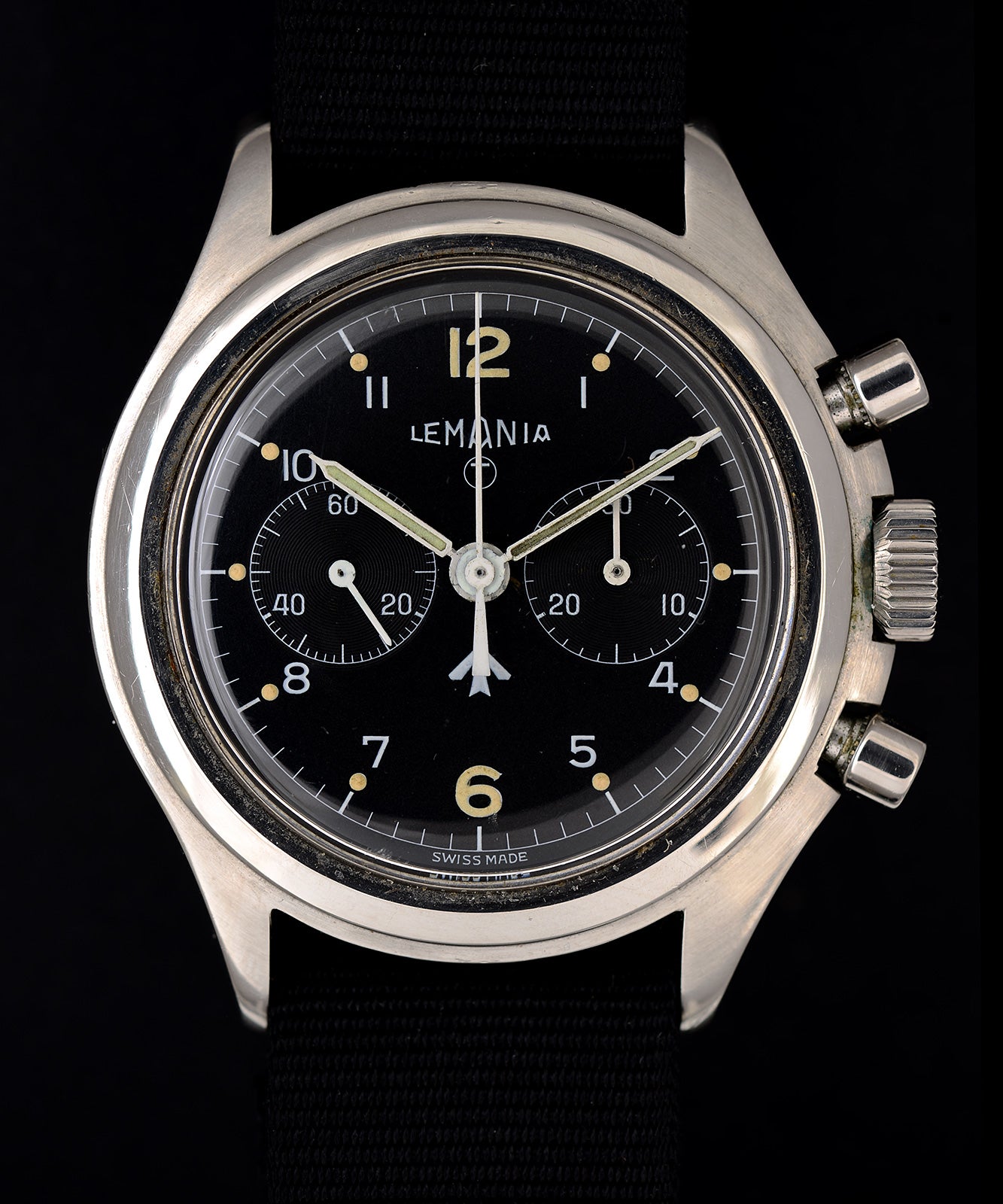 Lemania 818 1975 cronografo militare acciaio 40mm