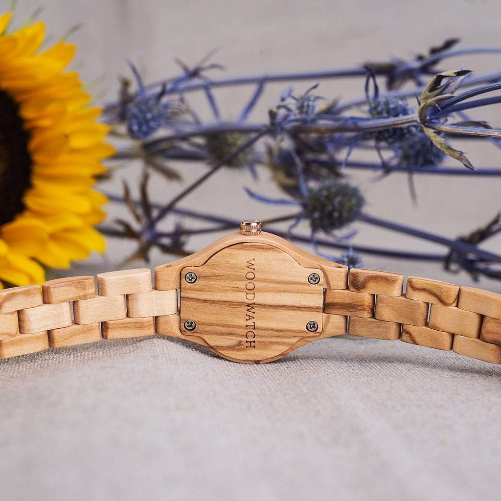 WoodWatch Flora Blossom orologio legno donna premium