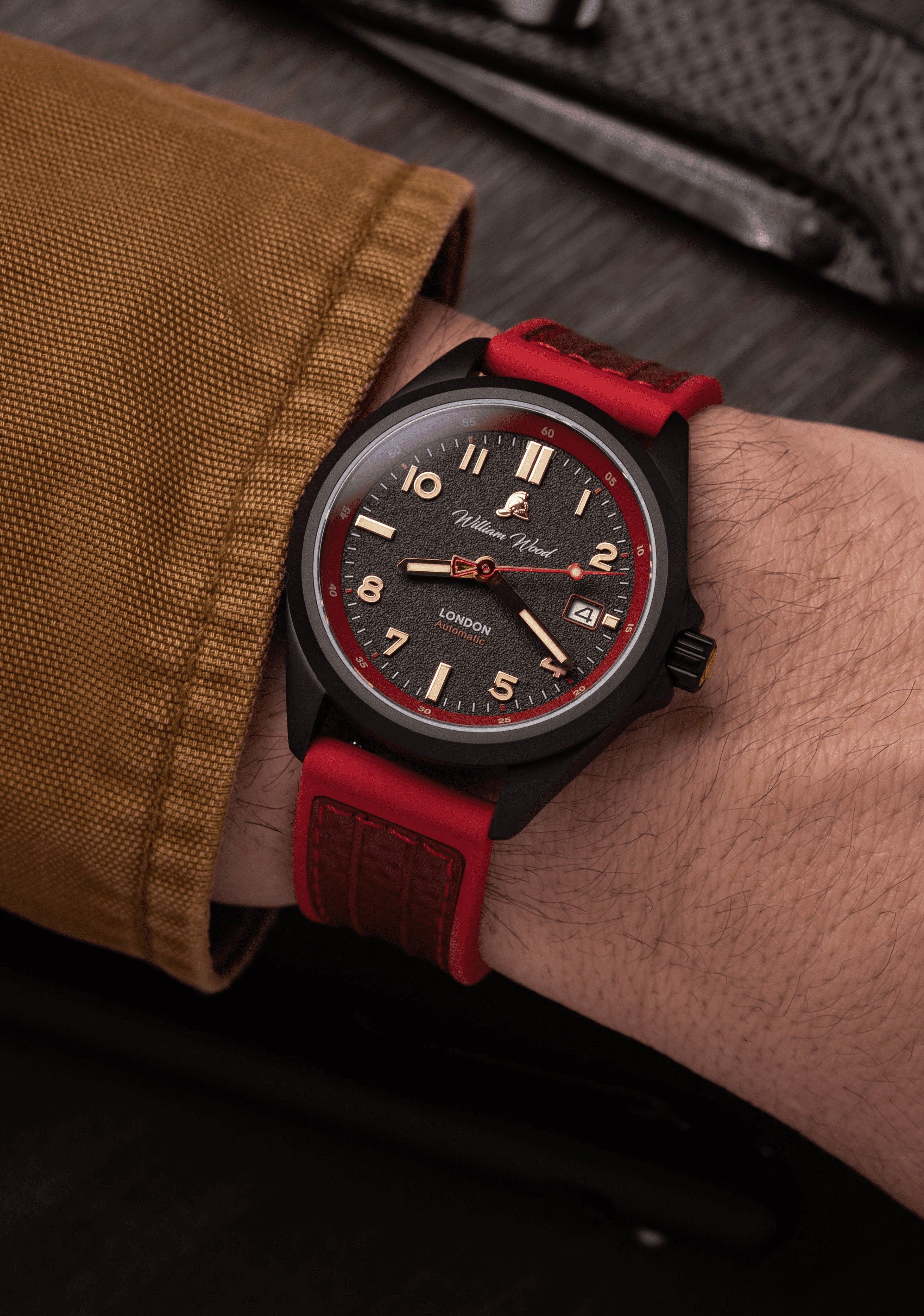 William Wood Fearless Red orologio 39mm PVD Red Fire Hose