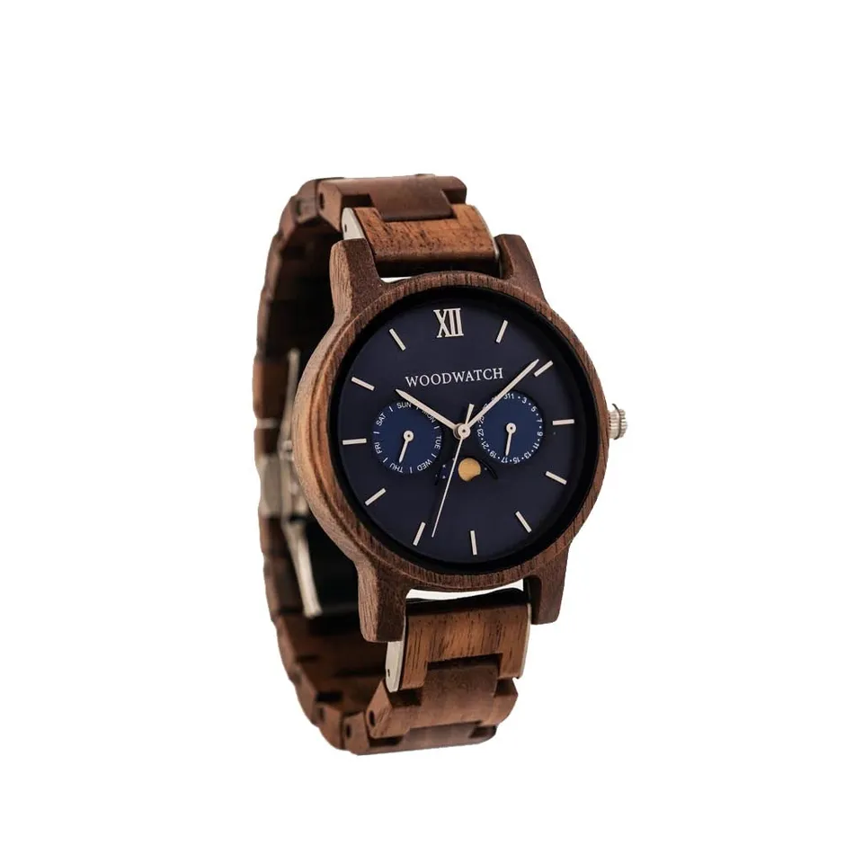 Woodwatch Classic Mariner orologio in legno uomo quadrante blu
