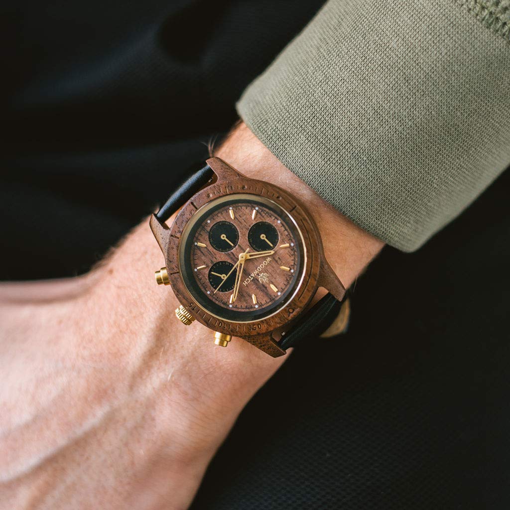 WoodWatch Classic Walnut Gold Jet orologio in legno quarzo