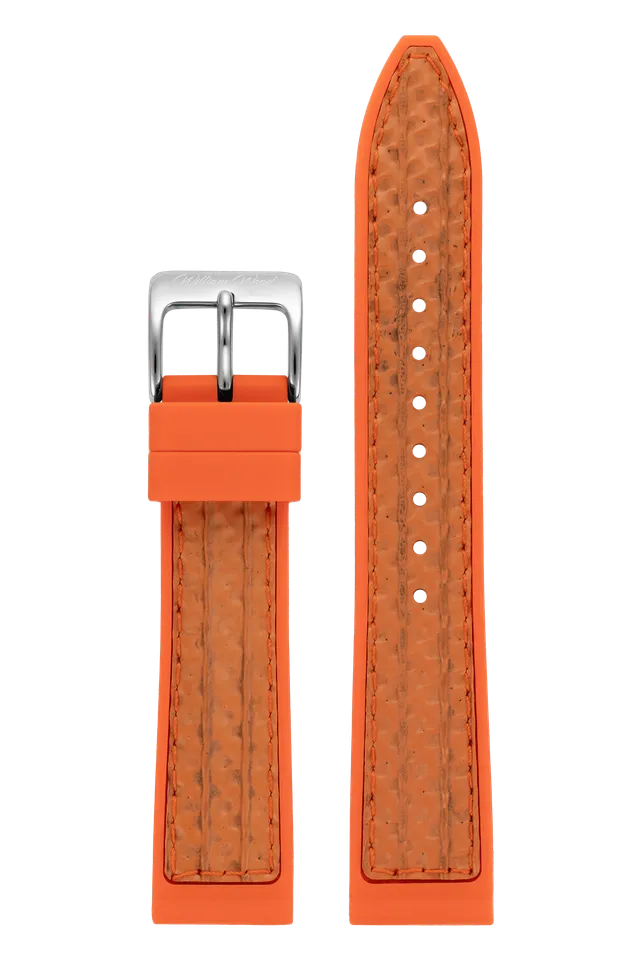 William Wood Orange Fire Hose cinturino 20mm fibbia argento