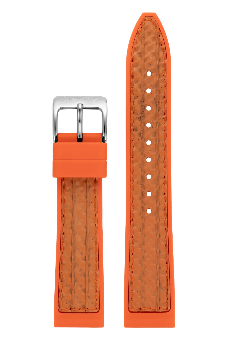 William Wood Orange Fire Hose cinturino 20mm fibbia argento
